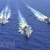 Tàu chiến Hy Lạp tập trận tại phía Đông Địa Trung Hải. (Ảnh: AFP/TTXVN)