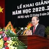 Phó Thủ tướng Thường trực Trương Hoà Bình phát biểu tại Lễ khai giảng Học viện Quốc phòng. (Ảnh: Dương Giang/TTXVN)