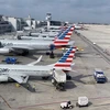 Máy bay của hãng hàng không American Airlines tại sân bay quốc tế Miami, Florida, Mỹ. (Ảnh: AFP/TTXVN) 