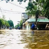 Nhiều tuyến đường tại thành phố Huế bị ngập từ 0,3-1m. (Ảnh: TTXVN phát)
