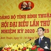 Ông Dương Văn An, Bí thư Tỉnh ủy Bình Thuận khóa XIV, nhiệm kỳ 2020-2025 phát biểu. (Ảnh: Nguyễn Thanh/TTXVN)
