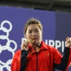 Vận động viên Hoàng Thị Duyên đóng góp 3/10 huy chương vàng cho đội tại World Cup Cử tạ thế giới 2020. (Ảnh: Trần Xuân Giáp/TTXVN)