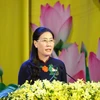 Bà Bùi Thị Quỳnh Vân được bầu giữ chức Bí thư Tỉnh ủy Quảng Ngãi, nhiệm kỳ 2020-2025. (Ảnh: Sỹ Thắng/TTXVN)