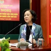 Bà Trương Thị Mai, Ủy viên Bộ Chính trị, Bí Thư Trung ương Đảng, Trưởng Ban Dân vận Trung ương phát biểu chỉ đạo Hội nghị. (Ảnh: Vũ Sinh/TTXVN) 
