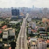 Đoạn tuyến Ngã Tư Vọng-Ngã Tư Sở dài gần 2km đã hoàn thành. (Ảnh: Thành Đạt - TTXVN) 