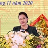 Chủ tịch Quốc hội Nguyễn Thị Kim Ngân phát biểu tại buổi lễ. (Ảnh: Trọng Đức/TTXVN) 
