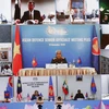 Thượng tướng Nguyễn Chí Vịnh, Thứ trưởng Bộ Quốc phòng, Trưởng ADSOM+ Việt Nam chủ trì hội nghị theo hình thức trực tuyến. (Ảnh: Dương Giang/TTXVN)