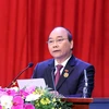 Thủ tướng Nguyễn Xuân Phúc, Chủ tịch Hội đồng Thi đua-Khen thưởng Trung ương, phát biểu khai mạc. (Ảnh: Thống Nhất/TTXVN) 