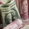 Đồng nhân dân tệ và đồng USD tại một ngân hàng ở Bắc Kinh, Trung Quốc. (Ảnh: AFP/TTXVN)