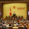 Quốc hội biểu quyết thông qua Nghị quyết kỳ họp thứ 10, Quốc hội khóa XIV. (Ảnh: Doãn Tấn/TTXVN)