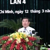 Ông Nguyễn Thành Phong, Chủ tịch Ủy ban nhân dân Thành phố Hồ Chí Minh phát biểu tại buổi lễ. (Ảnh: Xuân Khu/TTXVN)