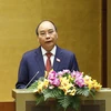 Chủ tịch nước Nguyễn Xuân Phúc phát biểu sau khi nhậm chức. (Ảnh: Doãn Tấn/TTXVN)
