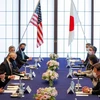 Ngoại trưởng Mỹ Blinken (trái) trong cuộc hội đàm với người đồng cấp Nhật Bản ngày 16/3. (Ảnh: Reuters)