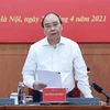 Chủ tịch nước Nguyễn Xuân Phúc, Trưởng Ban Chỉ đạo Cải cách Tư pháp Trung ương phát biểu. (Ảnh: Thống Nhất/TTXVN) 