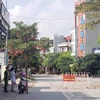 Một chốt cách ly y tế tại khu đô thị Đồng Sơn, thành phố Phúc Yên (Vĩnh Phúc). (Ảnh: Hoàng Hùng/TTXVN) 