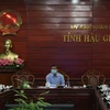 Ông Đồng Văn Thanh, Chủ tịch UBND tỉnh Hậu Giang, phát biểu tại cuộc họp. (Ảnh: Hồng Thái/TTXVN)