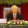 Tổng Bí thư Nguyễn Phú Trọng phát biểu tại Hội nghị thượng đỉnh giữa Đảng Cộng sản Trung Quốc với các chính đảng trên thế giới. (Ảnh: Trí Dũng/TTXVN) 