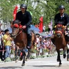Các nài ngựa thi đấu trong lễ hội đua ngựa Bắc Hà, tỉnh Lào Cai.(Ảnh: Quốc Khánh/TTXVN)