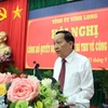 Phó Bí thư Tỉnh ủy Vĩnh Long Nguyễn Thành Thế phát biểu nhận nhiệm vụ. (Ảnh: Phạm Minh Tuấn/TTXVN) 