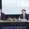 Chủ tịch Quốc hội Vương Đình Huệ đến dự tọa đàm doanh nghiệp Việt Nam-Phần Lan. (Ảnh: Doãn Tấn/TTXVN) 