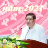 Ông Phan Đình Trạc, Ủy viên Bộ Chính trị, Bí thư Trung ương Đảng, Trưởng Ban Nội chính Trung ương phát biểu tại hội nghị. (Ảnh: Phương Hoa/TTXVN)