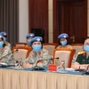 Các nữ sỹ quan, quân nhân Việt Nam đã và đang chuẩn bị tham gia lực gìn giữ hòa bình. (Ảnh: Trọng Đức/TTXVN)