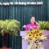 Bà Nguyễn Thị Lệ, Chủ tịch HĐND Thành phố Hồ Chí Minh phát biểu bế mạc Kỳ họp. (Ảnh: Xuân Khu/TTXVN) 