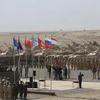 Lễ diễu binh, diễu hành các lực lượng tham gia cuộc tập trận Tương tác 2021 của Tổ chức Hiệp ước an ninh tập thể (CSTO) tại thao trường Kharb-Maidon thuộc Cộng hòa Tajikistan. (Ảnh: Trần Hiếu/TTXVN) 