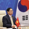 Thủ tướng Phạm Minh Chính phát biểu tại hội nghị cấp cao ASEAN-Hàn Quốc lần thứ 22. (Ảnh: Dương Giang/TTXVN) 
