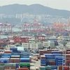 Cảng hàng hóa ở Busan, Hàn Quốc. (Ảnh: AFP/TTXVN)