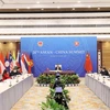 Chiều 26/10, tại Hà Nội, Thủ tướng Chính phủ Phạm Minh Chính tham dự và phát biểu tại Hội nghị cấp cao ASEAN-Trung Quốc lần thứ 24 theo hình thức trực tuyến. (Ảnh: Dương Giang/TTXVN)