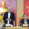 Chủ tịch nước Nguyễn Xuân Phúc làm việc với Ban Chấp hành Đảng bộ tỉnh Hà Tĩnh. (Ảnh: Thống Nhất/TTXVN)