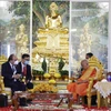 Chủ tịch nước Nguyễn Xuân Phúc đến thăm Đại tăng thống Tep Vong. (Ảnh: Thống Nhất/TTXVN) 