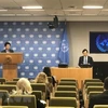 Quang cảnh buổi họp báo quốc tế về tháng Việt Nam đảm nhận vai trò Chủ tịch Hội đồng Bảo an Liên hợp quốc ngày 1/4/2021. (Ảnh: Hữu Thanh/TTXVN) 