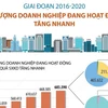 Giai đoạn 2016-2020: Số lượng doanh nghiệp đang hoạt động tăng nhanh