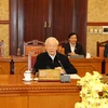 Tổng Bí thư Nguyễn Phú Trọng phát biểu chỉ đạo cuộc họp. (Ảnh: Trí Dũng/TTXVN) 