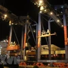 Hoạt động bốc dỡ hàng hóa tại cảng Cát Lái. (Ảnh: Tiến Lực/TTXVN) 