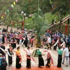 Lễ hội Kin Pang có nhiều nghi lễ, trò diễn, điệu múa, phản ánh quan niệm tín ngưỡng, tư duy sáng tạo của người Thái đen ở Than Uyên. (Ảnh: Đinh Thùy/TTXVN)