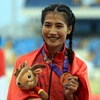 Vận động viên Khuất Phương Anh (Việt Nam) - Huy chương vàng nội dung chạy 800m nữ. (Ảnh: Huy Hùng/TTXVN)