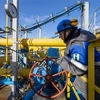Công nhân vận hành đường ống dẫn khí đốt của Nga. (Ảnh: Bloomberg/TTXVN) 