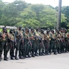 Lực lượng an ninh Sri Lanka được triển khai gần tòa nhà Quốc hội ở Sri Jayawardenepura Kotte, ngày 13/7/2022. (Ảnh: THX/TTXVN)