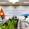 Thứ trưởng Bộ Công Thương Đỗ Thắng Hải Kỳ họp lần 2 Ủy ban liên Chính phủ về các vấn đề kinh tế và hợp tác kỹ thuật Việt Nam-Peru theo hình thức trực tuyến tại đầu cầu Hà Nội. (Nguồn: Bộ Công Thương)