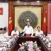 Chủ tịch nước Nguyễn Xuân Phúc chủ trì buổi làm việc với Thường vụ Tỉnh ủy Thanh Hóa. (Ảnh: Thống Nhất/TTXVN)