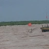 Khu vực tàu Hà An 01 bị chìm nằm gần phao số 0 luồng cảng Diêm Điền, huyện Thái Thụy, tỉnh Thái Bình. (Ảnh: Bộ Chỉ huy Bộ đội Biên phòng tỉnh Thái Bình cung cấp) 