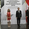 Trong ảnh (từ trái sang): Bộ trưởng Thương mại Mỹ Gina Raimondo, Bộ trưởng Kinh tế Mexico Tatiana Clouthier, Ngoại trưởng Mỹ Antony Blinken cùng người đồng cấp Mexico Marcelo Ebrard chụp ảnh chung trước cuộc họp báo tại Mexico City ngày 12/9/2022. (Nguồn: