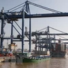 Hoạt động bốc dỡ container hàng hóa tại cảng Cát Lái. (Ảnh: Hà Thái/TTXVN) 