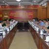 Quang cảnh buổi làm việc giữa đoàn công tác liên ngành Bộ Công thương với Ủy ban Nhân dân tỉnh Cao Bằng. (Ảnh: Chu Hiệu/TTXVN)