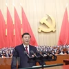 Tổng Bí thư Ban Chấp hành Trung ương Đảng Cộng sản Trung Quốc Tập Cận Bình trình bày báo cáo chính trị tại Đại hội Đại biểu Toàn quốc lần thứ XX Đảng Cộng sản Trung Quốc ở Bắc Kinh, ngày 16/10/2022. (Ảnh: THX/TTXVN) 