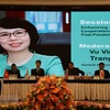 Tổng giám đốc TTXVN Vũ Việt Trang điều hành phiên thảo luận thứ 2 tại Đại hội đồng OANA lần thứ 18 với chủ đề Thúc đẩy hợp tác truyền thông thời kỳ sau đại dịch. (Ảnh: TTXVN phát) 