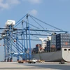 TC-HICT đón Teu thứ 1 triệu khẳng định sự thu hút hàng hóa xuất nhập khẩu của cảng biển nước sâu tại Việt Nam. (Ảnh: Minh Thu/TTXVN)